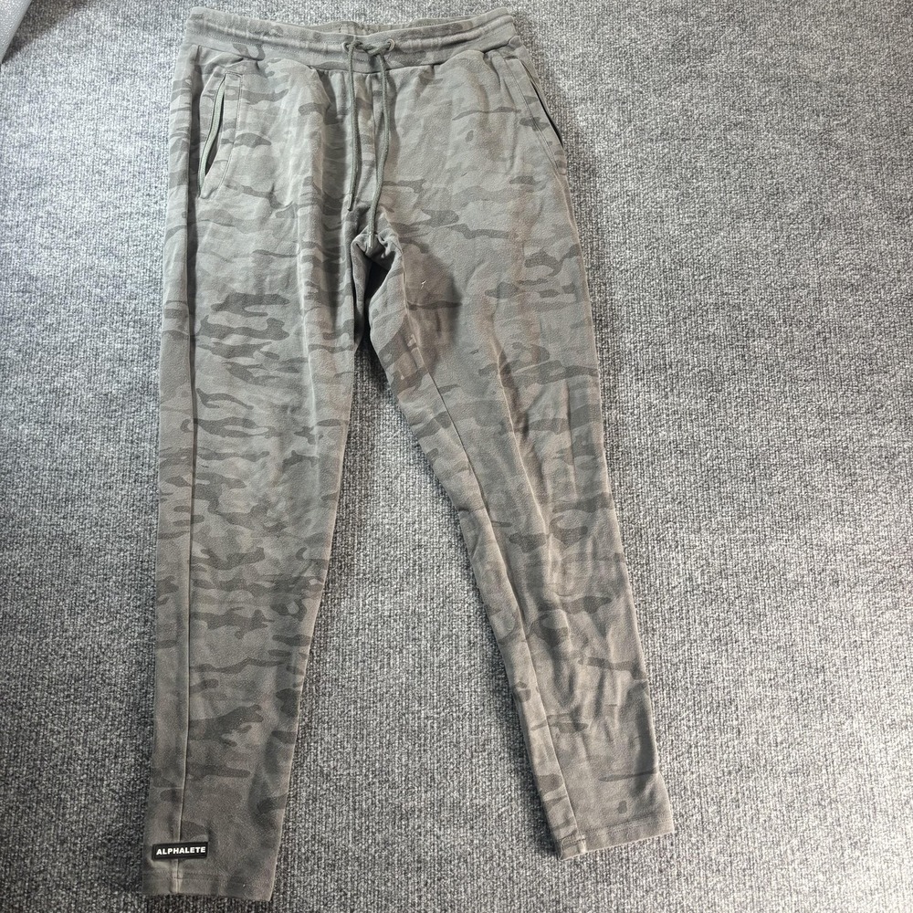 Alphalete Jogger Pants Mens XL Gray Camo Fleece Elastic Waist Athletic Lounge